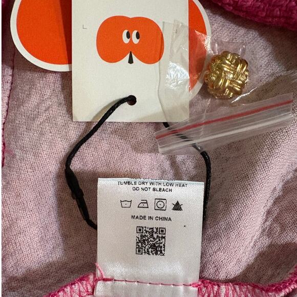 Cider NWT Pink Tweed Mid Waist Fringe Button Mini Skirt Size M - Picture 7 of 7